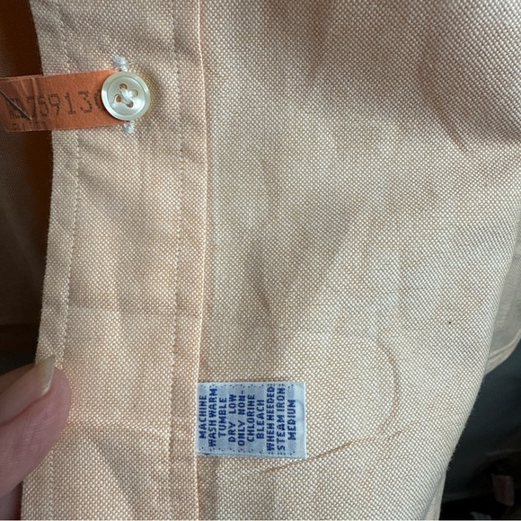 COPY - Vintage Ralph Lauren Men's Peach Button Down Shirt Med - Picture 3 of 7